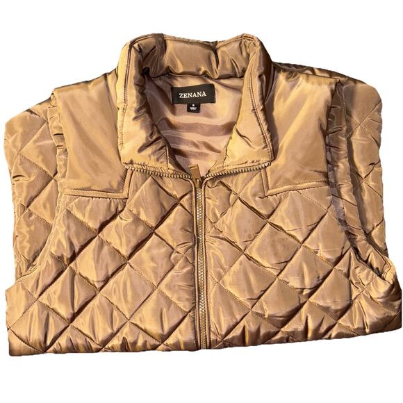 Zenana Outfitters Womens Small Brown Quilted Puffer Vest Jacket Sleeveless EUC - Picture 7 of 7